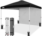 EAGLE PEAK Commercial Canopy 10x10 Pop Up Canopy Tent with 1 Sidewall, Easy Setup Heavy Duty Instant Event Shelter for Vendors & Markets, Outdoor Sun Shade, Black
