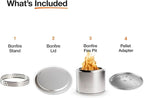 Solo Stove Bonfire Essential with Pellet Adapter Bundle | Smokeless Portable Stainless Steel Fire Pit with Stand,Lid, Carry Case, Removable Ash Pan & Pellet Adapter | Ideal for 4–6 People