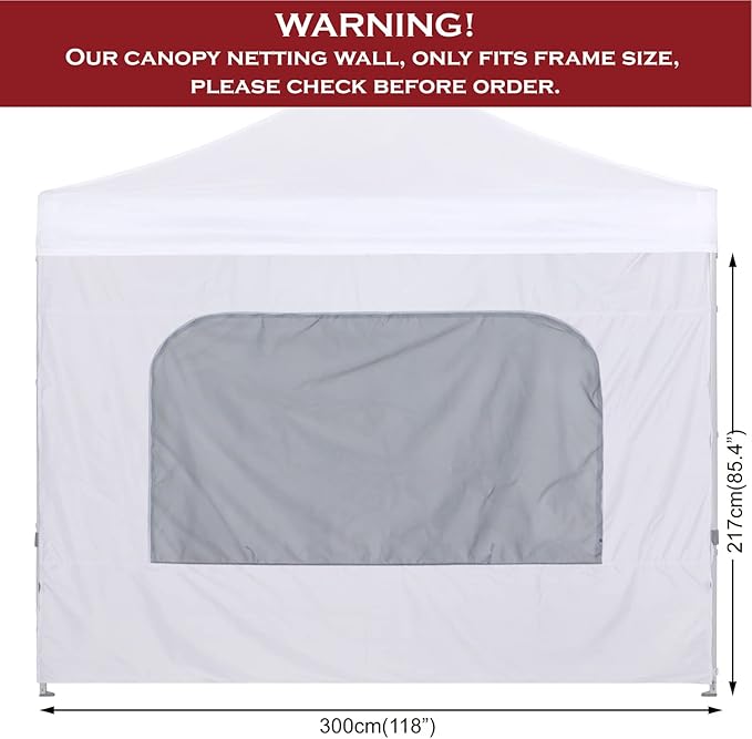 COOSHADE Instant Canopy SunWall 10x10 Canopy SideWall for Pop up Canopy Tent, 1 Pack Sidewall with Mesh Window Only, White
