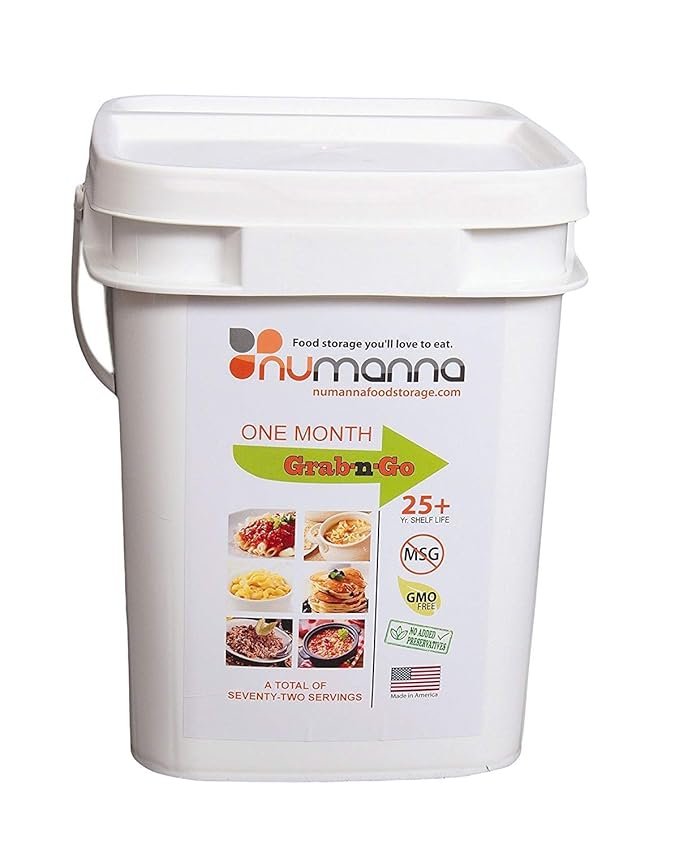 Numanna Grab-n-Go Bucket – 80 Servings, 12 lbs | Freeze-Dried Premade Meals | Ready-to-Eat Breakfast & Dinner | Non-Perishable, 25+ Year Shelf Life | Emergency & Survival Food Kit | Made in USA | Pack of 1