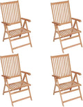 Reclining Patio Chairs 4 pcs,Bistro Table and Chairs Outdoor,Portable Camping Chair,Lawn Chair,Garden Chair,7 Reclining Positions,for Yard, Balcony, Porch, Solid Teak Wood