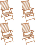 Reclining Patio Chairs 4 pcs,Bistro Table and Chairs Outdoor,Portable Camping Chair,Lawn Chair,Garden Chair,7 Reclining Positions,for Yard, Balcony, Porch, Solid Teak Wood