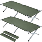 Geetery 2 Pcs Folding Camping Cot Bed with Carry Bag Portable Tent Twin Cot Army Military 529 lbs Outdoor Sleeping Travel Camping(Army Green)