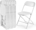 DUMOS Folding Chairs Sets of 12, 330lbs Capacity Plastic Stackable Home Office Chair, Portable Fold Up for Indoor Outdoor, Patio, Camping, Garden, Party (White)