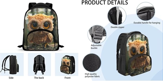 Owl Backpack for Boys 4-6 Toddler School Backpack 3-4 Boys with Lunch Bag and Pencil Case Lightweight Hiking Rucksack for Travel Back Bags with Water Bottles Pockets