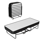 Spring Coil, 16-Inch Rollaway Folding Cot Bed with 5" Memory Foam Mattresses, Sturdy Metal Folding Frame, Fully Assembled, Great for Adults and Kids, Twin, White