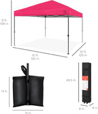 Best Choice Products 10x10ft Pop Up Canopy Tent, Outdoor Shade, 1 Person 1 Minute Set Up, Carry Case, 4 Weight Bags - Hot Pink