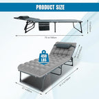 Big RED Camping Sleeping Cot,5-Position Folding Cot,Lounge Chair with Mattress,Folding Sleeping Cot,Camping Cots for Adults