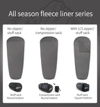 Litume All Season Fleece Sleeping Bag Liner Adds Up to 27°F/ 15°C, Lightweight Mummy Sleeping Sack for Cold Weather and Winter Backpacking, Camping, Traveling with Drawstring Hood and Stuff Sack E629