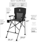 EVER ADVANCED Tall Camping Directors Chair with Cup Holder 31", Bar Height Folding Chair for Camping, Sports with Carry Bag, Mesh Pockets and Footrest, Heavy Duty 300 lbs, Black