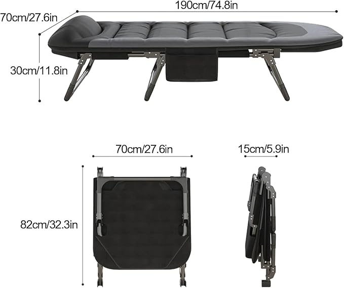Sleeping Cots/Camping Cots for Adults, Folding Sleeping Cot Bed with Mattress, 6 Adjustable Positions, Portable Bed for Travel, Office, Home(190 * 70 * 30cm/74.8 * 27.6 * 11.8in)
