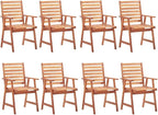 Patio Dining Chairs ,Outdoor Chairs,Coffee Chair,Study Chair,Bistro Chair,Fishing Chairs,Camp Chair,Garden Chairs,for Deck, poolside,Camping,Beach,Campsite,8 pcs with Cushions Solid Acacia Wood