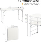 3.0 Ft Folding Portable Camping Table with Adjustable Height Aluminum Legs for Kitchen, BBQ, Dining, Picnic, Cooking, Beach, Garden, Party, Traval, Party, 4-6 People