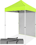 5x5 Pop Up Canopy Tent with One Sidewall, Instant Portable Beach Canopy, Outdoor Tent with Carry Bag for Camping, Sports, Tailgating, Events, Neon Green