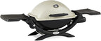 Weber Q1200 Liquid Propane Portable Gas Grill, Titanium – 1‑Burner Travel and Camping Grill with Cast‑Iron Grates & Electronic Ignition (8,500 BTU Burner)