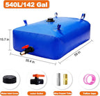 540 L/142 Gal Water Bladder Tank, Foldable Portable Water Storage Container, Emergency Water Bag for RV, Truck Bed, Fire Prevention, Drought Resistance, Blue