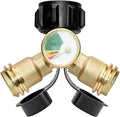 DOZYANT Propane Splitter, Propane Tank Y Splitter Adapter with Gauge, 2 Way LP Gas Adapter Tee Connector for 20lb Propane Tank Cylinder, Work with BBQ Grills, Camping Stoves, Gas Burners, Heater