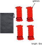 4 Pieces Tent Cords Reflective Guy Lines Heavy Duty Outdoor Climbing Ropes Lightweight Drawstring Bag Supplies for Hiking Travel Camping Backpacking S, Red