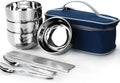 Picnic Tourist Tableware Set Camping Stainless Steel Cutlery Bowl Chopsticks Spoon Suit Bag Outdoor Travel Hiking Accessories