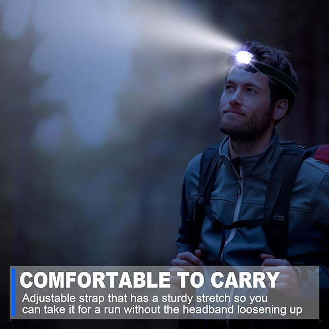 Macarrie 30 Pack LED Headlamps IPX4 Waterproof 3 Modes Headlamp Flashlight Bright Head Lights Camping Accessories for Adults Kids Hiking, Running, Repairing, Batteries Not Included (Black)