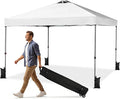 OLIXIS 10x10ft 1-Person Pop Up Canopy Tent, Heavy Duty One Push Setup Portable Outdoor Shelter for Beach Events Camping with Rolling Carry Bag, Snow White