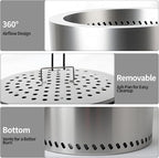 Tabletop Fire Pit by AmazStove, Low Smoke Camping Stove for Outdoor Safe Burning Firepits, Mini Fire Pit, Fueled Pellets or Wood, Travel Bag Included (19.5 x 14.4 INCH-Silver)