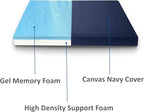 FoamRush 12" x 24" x 72" Bunk, Camping Cot Gel Memory Foam RV Mattress Replacement with Canvas Navy Cover, Medium Firm, Made in USA, Removable Water-Resistant Outdoor/Indoor Cover w Zipper