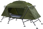 Generic Spacious 84.6 * 34.5 * 49.2in Collapsible Camping Tent with Integrated Cot - Portable, Waterproof, and Durable - Ideal for Camping & Hiking - Army Green