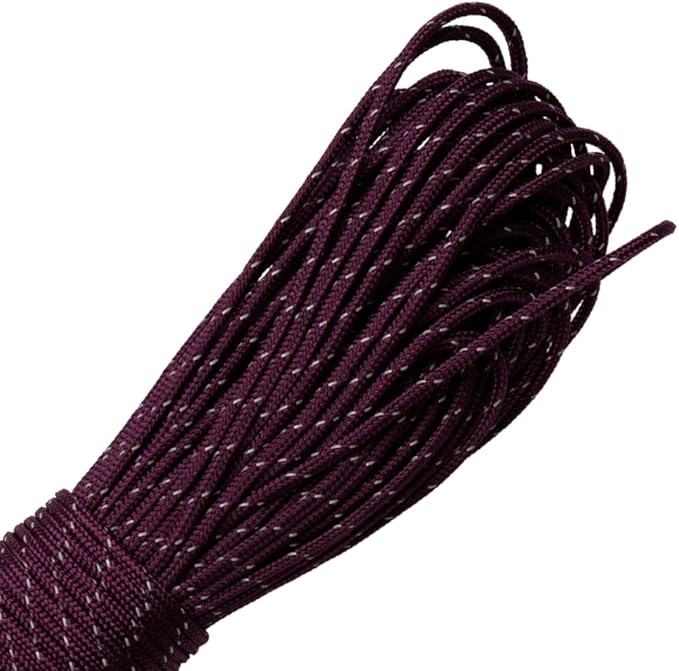 Paracord Planet – Fluorescent 1.75mm Reflective Guyline 95 Paracord Tent Rope Camping Parachute Cord – Maroon – 65ft