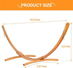 Lazy Daze Hammocks 10.5 FT Outdoor Arc Wood Hammock Stand, 2 Person Hard Pine Wood Hammock Stand with Carabiners and Chains for Patio Indoor Outdoor Garden Poolside, 300lb Capacity, Natural