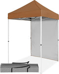 5x5 Pop Up Canopy Tent with One Sidewall, Instant Portable Beach Canopy, Outdoor Tent with Carry Bag for Camping, Sports, Tailgating, Events, Khaki