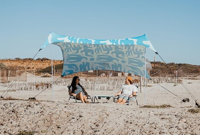 Neso Grande Portable Beach Tent Sun Shelter - Lightweight Beach Shade Canopy - Easy Setup for Family Outings - Patented Reinforced Corners - UPF 50+ Sun Protection - 7ft Tall, 9 x 9ft