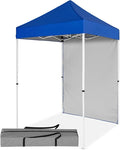 5x5 Pop Up Canopy Tent with One Sidewall, Instant Portable Beach Canopy, Outdoor Tent with Carry Bag for Camping, Sports, Tailgating, Events, Blue