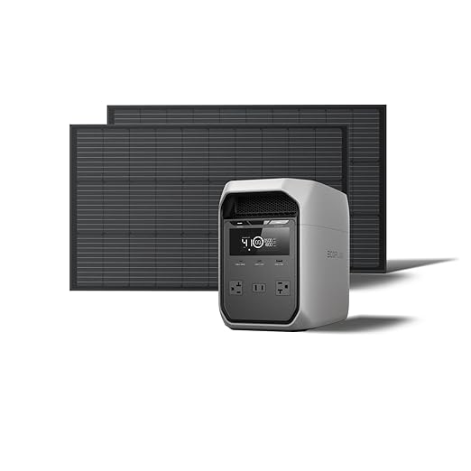 EF ECOFLOW Solar Generator DELTA 3 Classic with 2PCS 100W 12V Solar Panels, 1024Wh LiFePO4 Battery Portable Power Station, 1800W AC/100W USB-C Output (3600W Surge), 1 Hr Fast Charge for Home, Camping