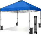 Sweetcrispy 10x10ft Pop Up Canopy Tent with 1-Person One Push Setup, Instant Portable Outdoor Shelter for Beach, Events, Camping – Includes Rolling Carry Bag, Blue