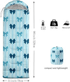 Colorful Bow Sleeping Bag, 3 Season Warm Cool Weather, Hand Drawn Bow Camping Sleeping Bag for Adult, Cute Bowknot Camping Backpacking for Outdoor Traveling Hiking Hunting Gear Equipment