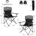 CAMPHILL Camping Chair Set of 3, Outdoor Folding Camping Chairs for Heavy People with Cup Holder & Carry Bag,Collapsible Chair Include One Sofa Chair and Two Single Chair,Support up to 500lbs