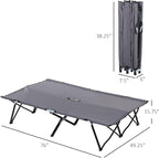 2 Person Folding Camping Cot for Adults, 50" Extra Wide Outdoor Portable Sleeping Cot with Carry Bag, Elevated Camping Bed, Beach Hiking, Grey