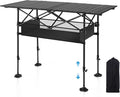 LET'S CAMP Folding Camping Table, Portable Aluminum Roll-up Picnic Backpacking Table with Adjustable Height, Large Storage and Carrying Bag for Picnic, Camping, BBQ, Party, Backyard, Beach