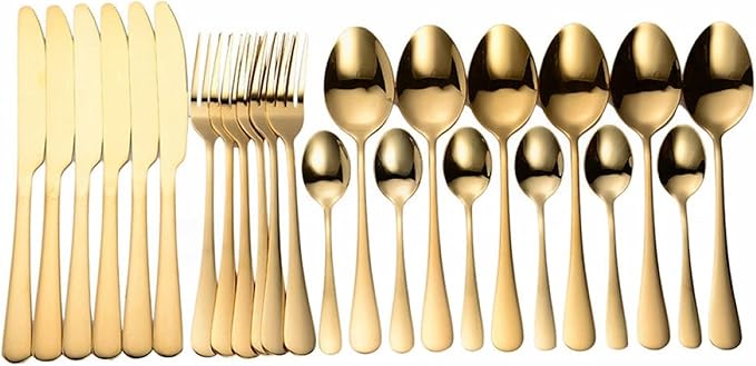 Flatware Sets Gold Cutlery Set Stainless Steel Forks Spoons Knifes Full Tableware Utensils Reusable Tableware Sets Dinnerware Set Eco Friendly Stainless Steel Decoration