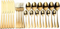 Flatware Sets Gold Cutlery Set Stainless Steel Forks Spoons Knifes Full Tableware Utensils Reusable Tableware Sets Dinnerware Set Eco Friendly Stainless Steel Decoration,