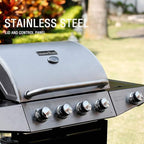 MASTER COOK 4+1 Burners Gas Grill, 518 Sq.in.Cooking Area, 52,000 BTU Propane Grill with Side Burner, Stainless Steel Cabinet Grill, Silver & Black