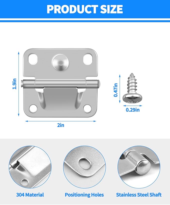 Cooler Stainless Steel Hinge Replacement for Coleman, Camping Coolers Accessories with Screws, Compatible with Ice Chest Stainless Steel Hinges Replacement 5235 5250 5286b 6262 6270 (4 PCS)