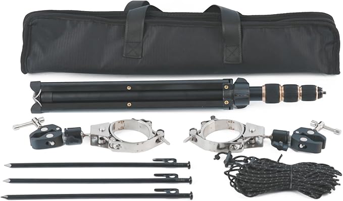 Side-Exit Chimney Tripod Kit for Camping Stoves, Adjustable Pipe Support Stand for Hot Tent & Wood Stove Setups