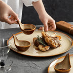 Camping Plates Dinner Plate Ceramic Western Fashion Large Flat Dish Hotel Tableware Decorative Plate