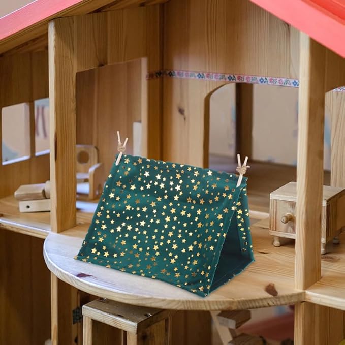 Miniature Camping Tent Model for Dollhouse Decor 2 Pieces Small Doll Tent Accessories 7.87X5.90X4.72 Inch Tiny House Decor Outdoor Scene Photography Props