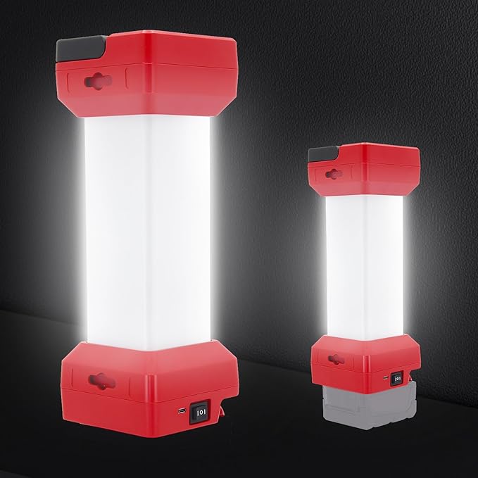 LED Work Light Compatible with Milwaukee M18 Battery, 2900LM 360° Cordless Jobsite Light for Garage, Workshop & Camping, 2 Modes Lantern with Type-C Charging Port (Battery Not Included)
