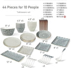9-44 Piece Reactive Glaze Tableware Set, Nordic Luxury Tableware Set and Plate Service for 2-10 People, Large Capacity, Non-Slip Base, Phnom Penh Tableware Set (44pieces)