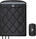AGEMORE 0 Degree Double Sleeping Bag for Adults, Cotton Flannel Lined 2 Person Queen Size Warm Sleeping Bag for Family Winter Camping or RV Traveling