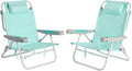 SUNNYFEEL Extra Wide Low Beach Chair 2 Pack 5 Position Lay, XL Oversized Portable Folding Camping Chairs with Cup Holder for Outdoor/Sand, Foldable Backpack Beach Chair for Adults Heavy Duty 500 LBS